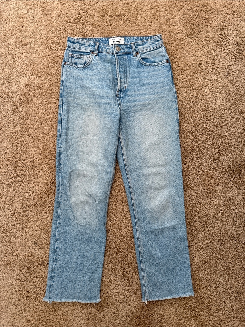 Reformation Light Blue High-Rise Straight Jeans // 26